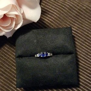 10K gold and simulated sapphire ring.